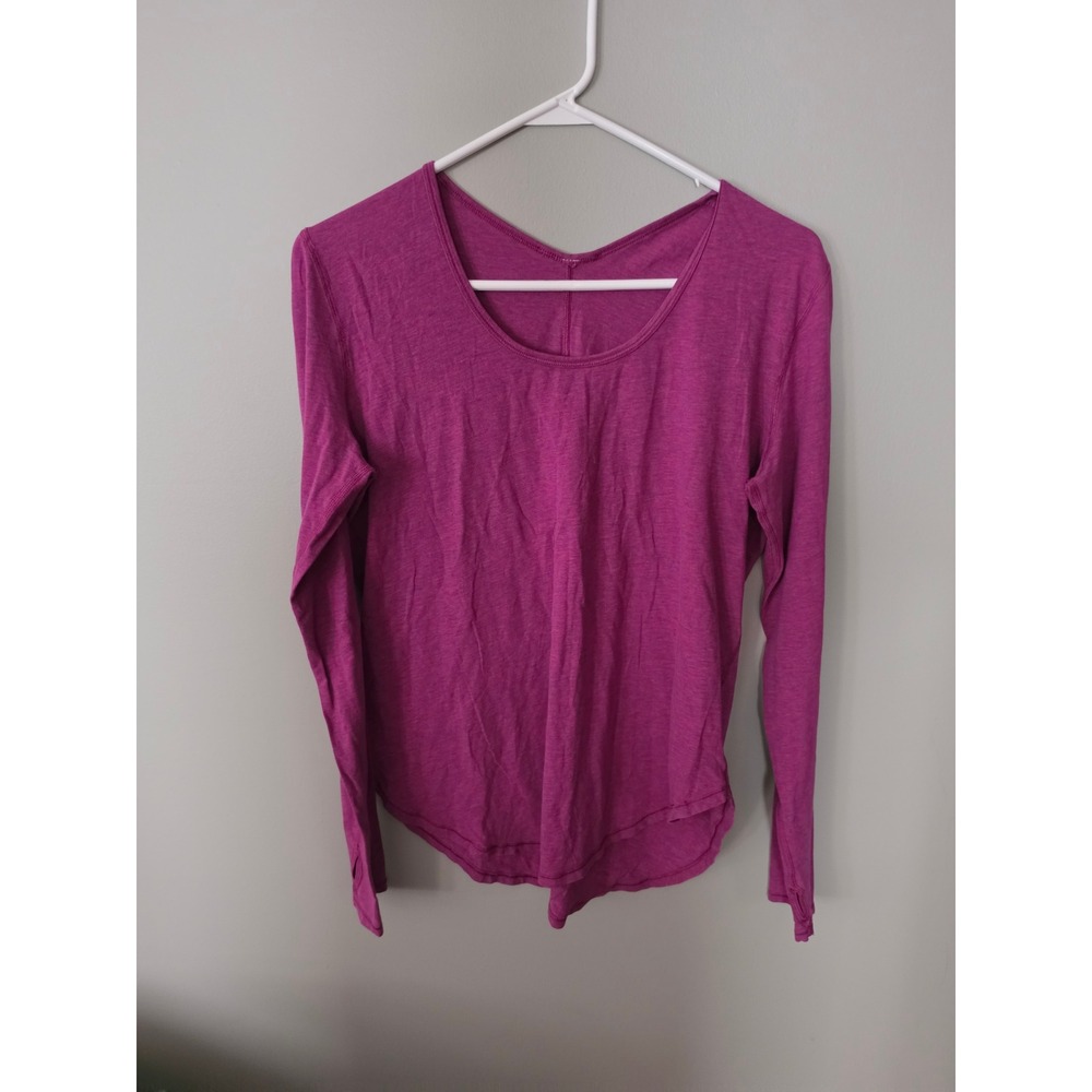 Lululemon Magenta Purple Long Sleeve Scoop Neck Thumbhole Top Size 8